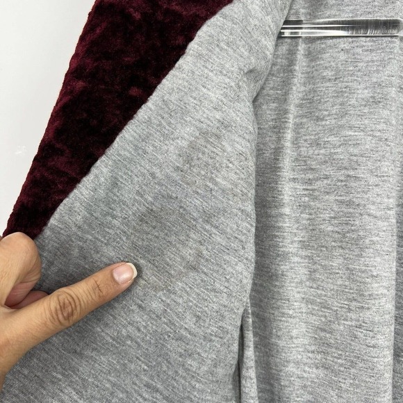 Avec Les Filles Faux Fur Moto Jacket Small Burgundy Full Zip Cozy Winter - Picture 9 of 11